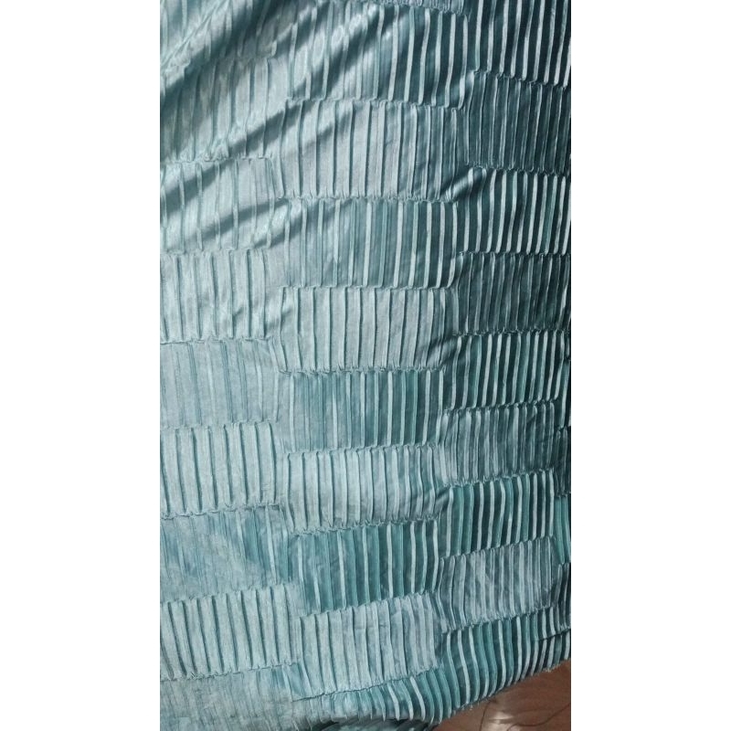 Bahan/Kain Plisket Premium Antik/Plisket Square/Kotak warna Biru Wardah