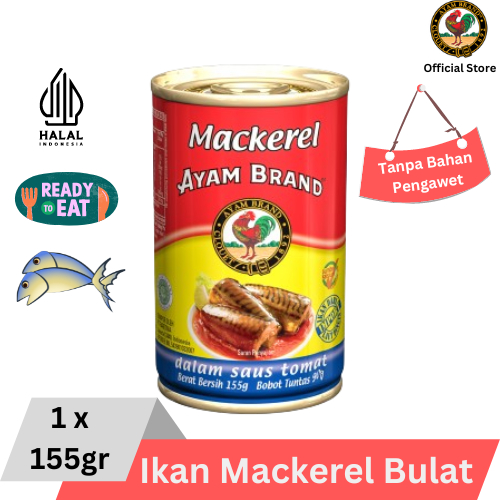 

Ayam Brand - Ikan Mackerel Kaleng Bulat Saus Tomat 155gr