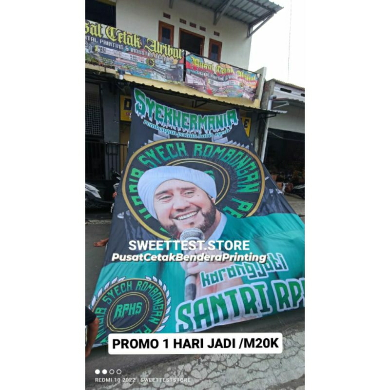 GIANTFLAG 200X300, 1 HARI JADI, FREE ONGKIR, BENDERA SYEKHERMANIA, BENDERA MAJELIS, BENDERA MAFIA SH