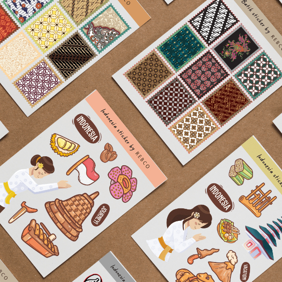 Indonesia stiker pack | batik stiker | stiker perangko | girl aesthetic sticker stiker | vintage sti