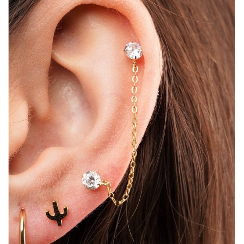 EXCLUSIVE ANTING RANTAI PIERCING STAINLES STELL / EARING PIERCING RANTAI STAINLES STELL EMAS DAN