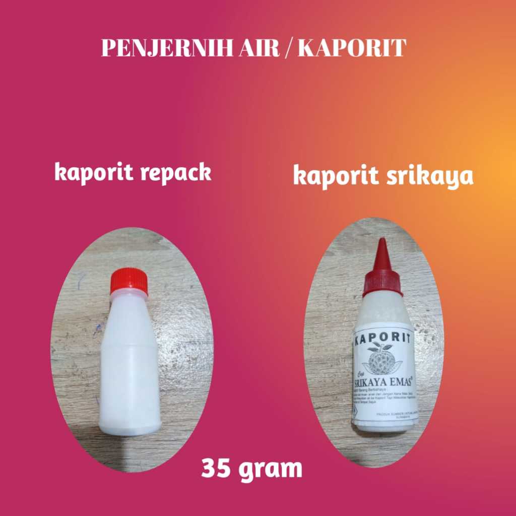 Kaporit penjernih air sumur 35 gram, kolam renang, penghilang bau air