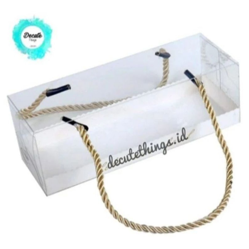 Dus Mika Tali Gold Roll Gulung/ Box Mika Roll Cake Tali Emas/ Dus Mika Transparan Kue Gulung