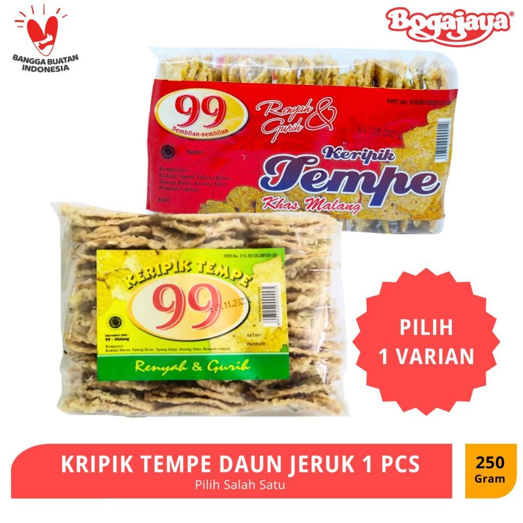 

KERIPIK TEMPE DAUN JERUK KOTAK / OVAL KHAS MALANG 250 GRAM