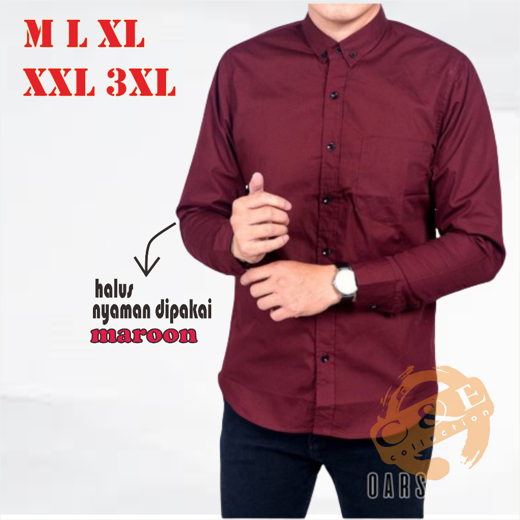 KEMEJA POLOS PRIA TERBARU WARNA MERAH MAROON || KAIN VITO GEMOY