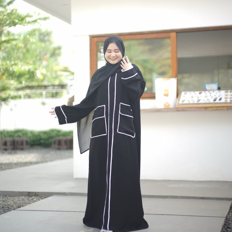 Abaya Maryam  jetblack premium tebal | aabaya list hitam premium | ABAYA TERBARU | FIFEE COLLECTION 