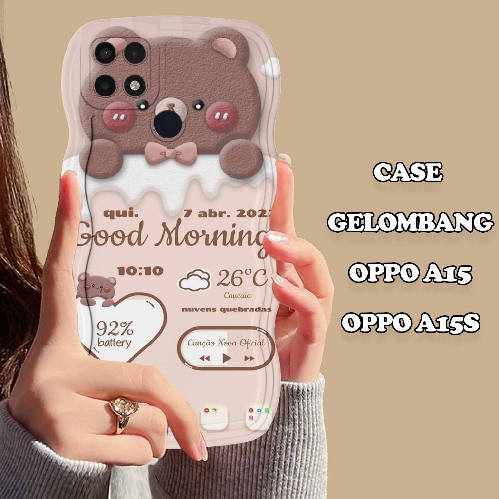 Soft Case GELOMBANG Hp Oppo A15/A15S - Oppo A15/A15S - Case Pro Camera - Fashion Case Motif Bear  - Casing &amp; Skin Handpone  - kesing - Silicon Hp