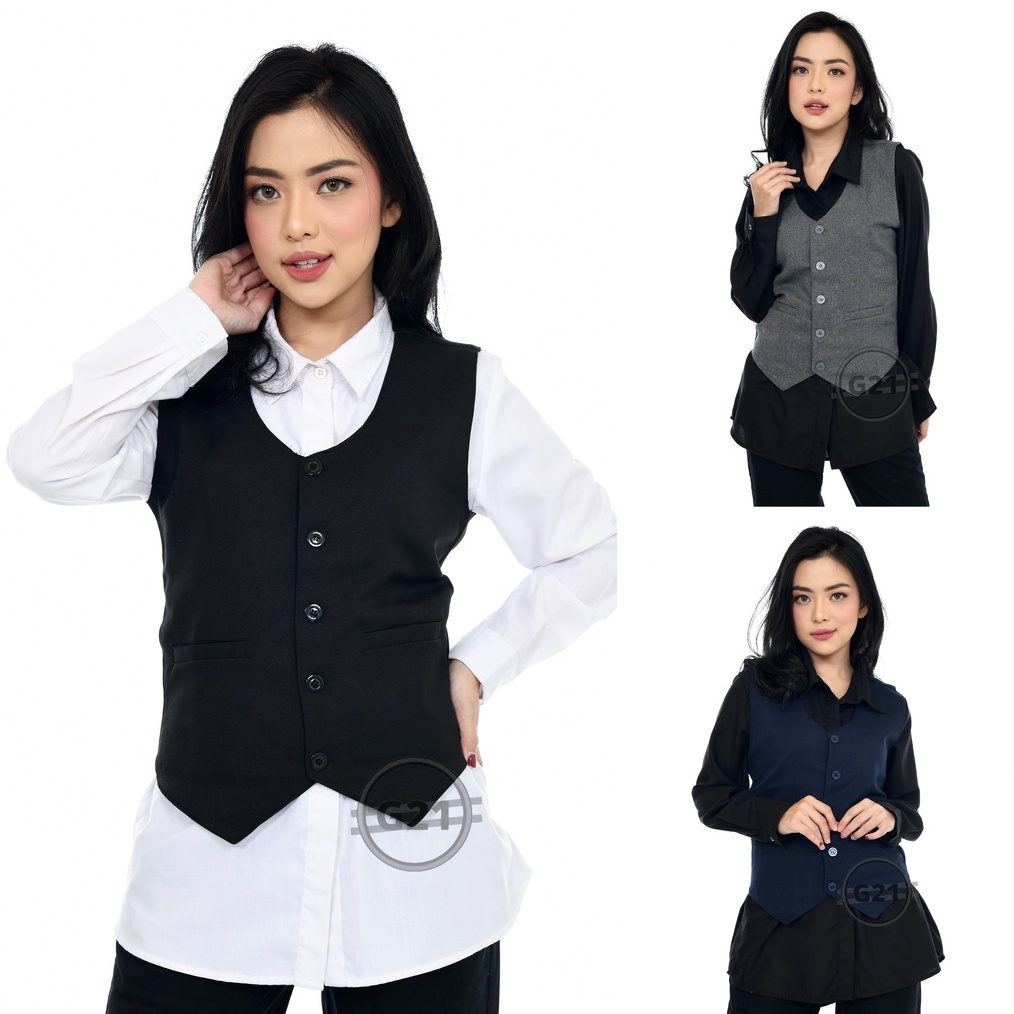 TERLARIS BRANDS FESTIVAL Rompi Vest Jas Wanita Formal Hitam Slimfit Kerja Kantor Premium High Qualit
