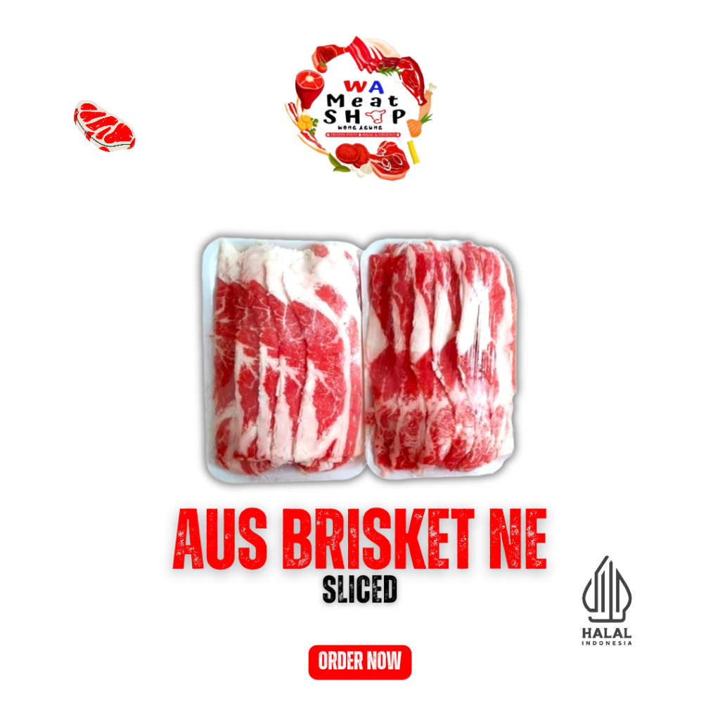 

Meat Slice US AUS Sliced Shortplate Brisket NE Wagyu Beef & Chicken - Daging Iris Shortplate Brisket NE Wagyu Sapi & Ayam