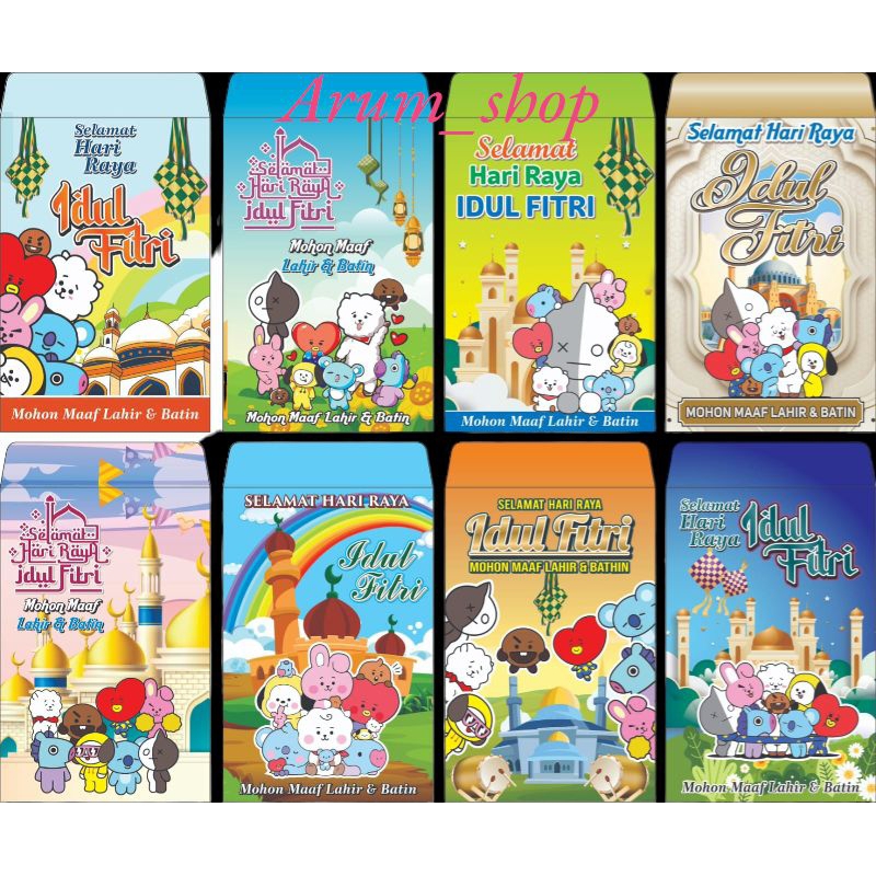 

amplop lebaran ampau lebaran motif karakter BTS isi 10 lembar