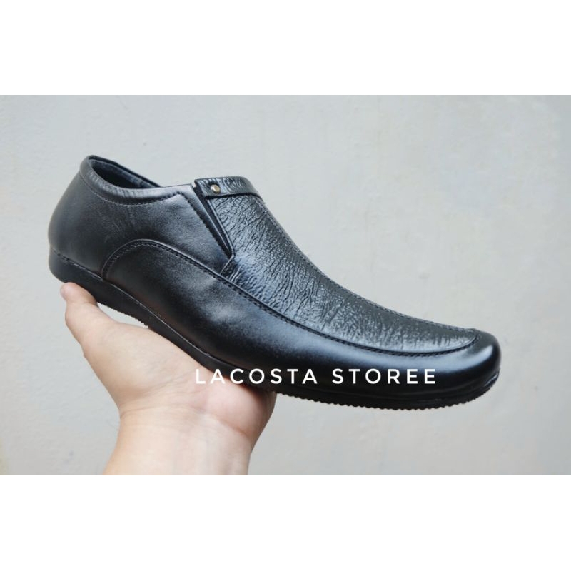 TERMURAH Sepatu Pantofel trepes Kulit Sapi Asli tanpa hak tipis lacosta