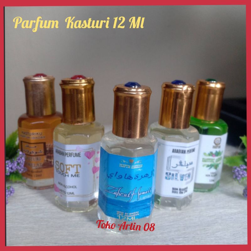 Parfum  ZAHRAT HAWAII 12 ml non alkohol/ KASTURI / SOFT/ SILVER/ Lovely/ Kasturi Coklat/Kasturi Hija