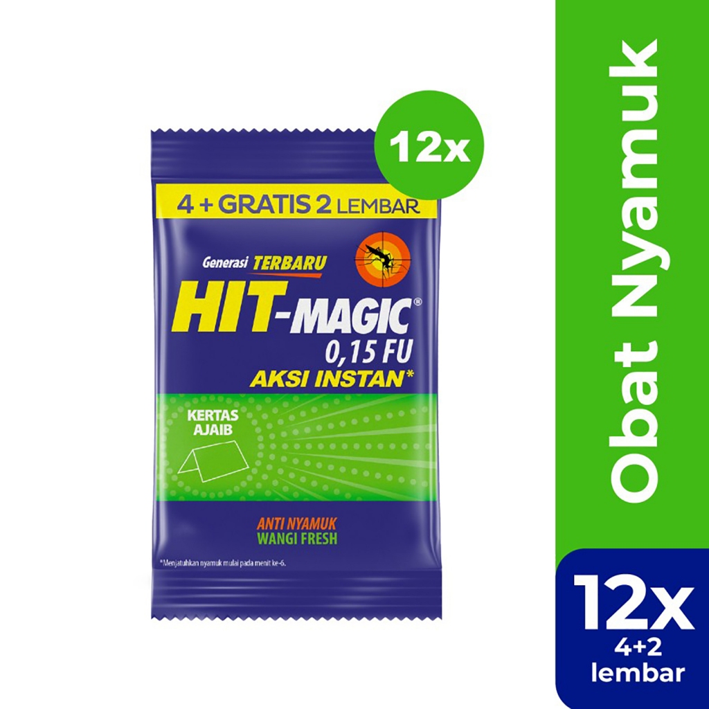 Kertas Ajaib HIT Obat Nyamuk Bakar Isi 12 - Hit Magic Aksi Instant - Kertas Ajaib Hit Magic