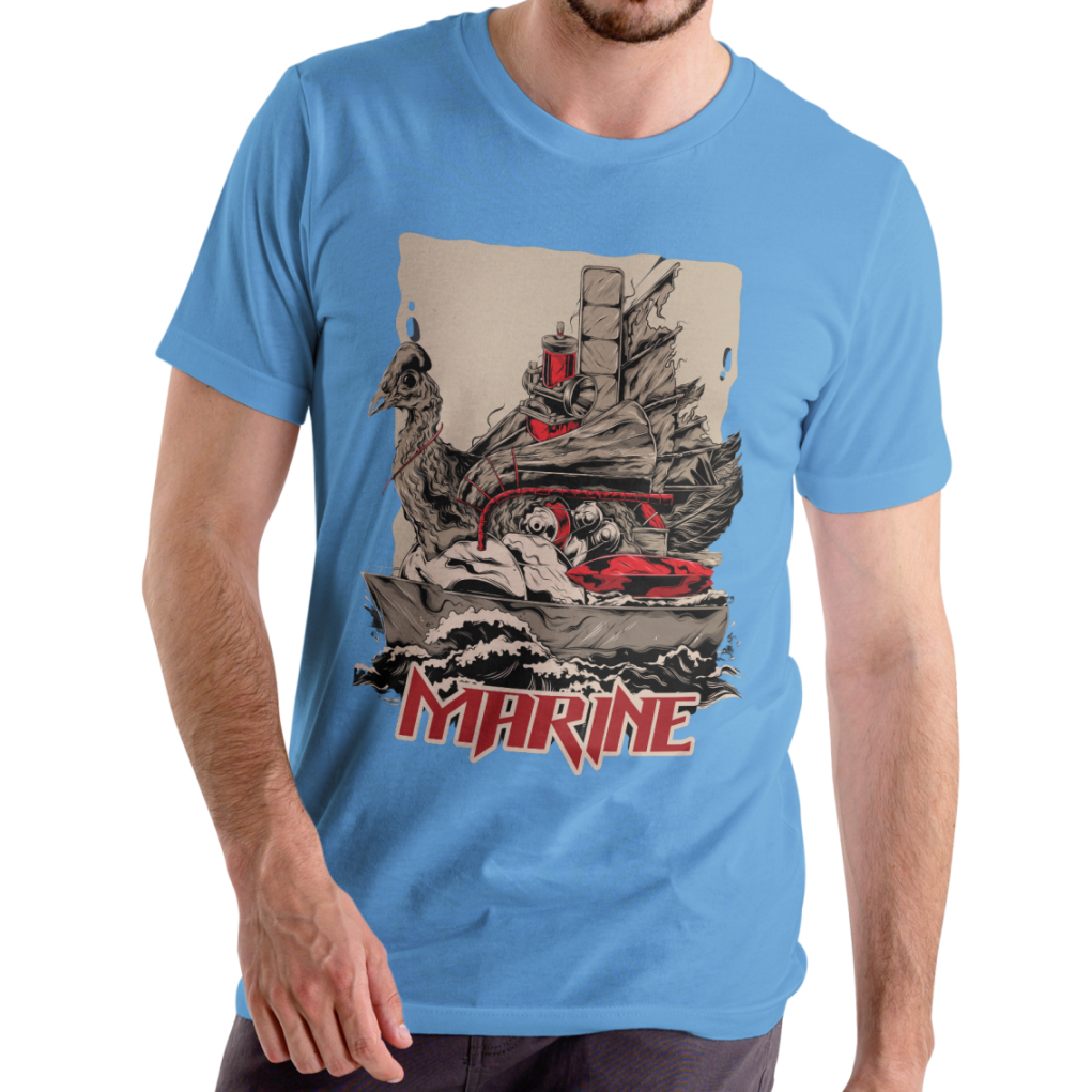 Kaos Distro Premium Pria Wanita Katun Combed 24S Kapal Perang Angkatan laut Marinir