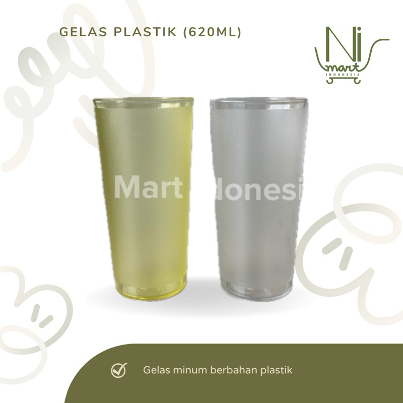 Gelas Plastik 620ml Big Tumbler Glass Aesthetic Tahan Banting Good Quality Teh Tea Restaurant Cafe B