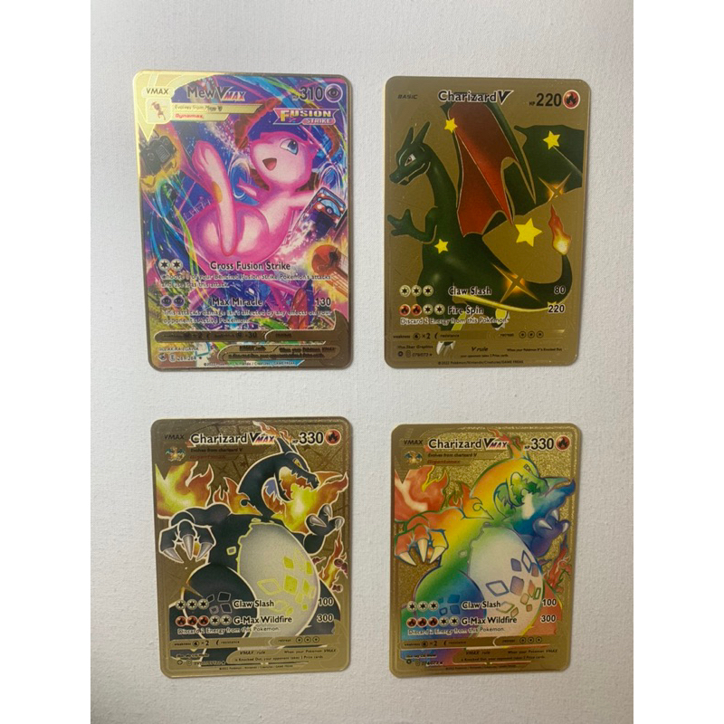 Kartu Anime Pokemon VMAX Ultra Rare Charizard Metal Gold Card - Collection