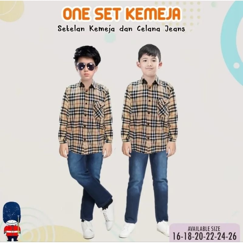 8-13th London Kids Baju Pakaian Set Setelan Anak Laki laki Cowok Cowo Kemeja Koko Junior Jumbo Celan