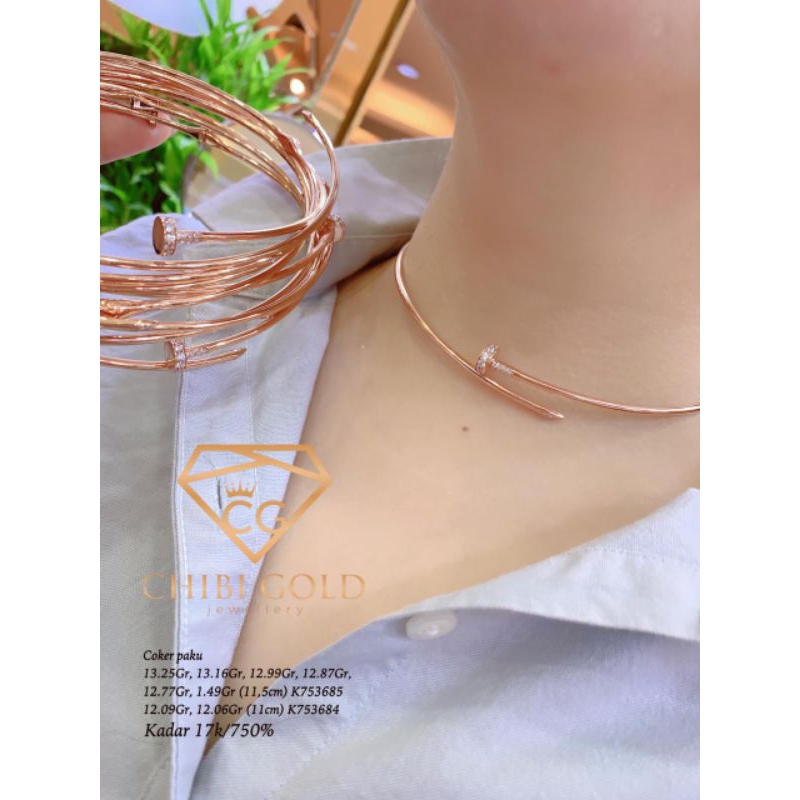 CHIBI GOLD - Kalung choker paku terbaru emas 750 kadar 17k - chibigold