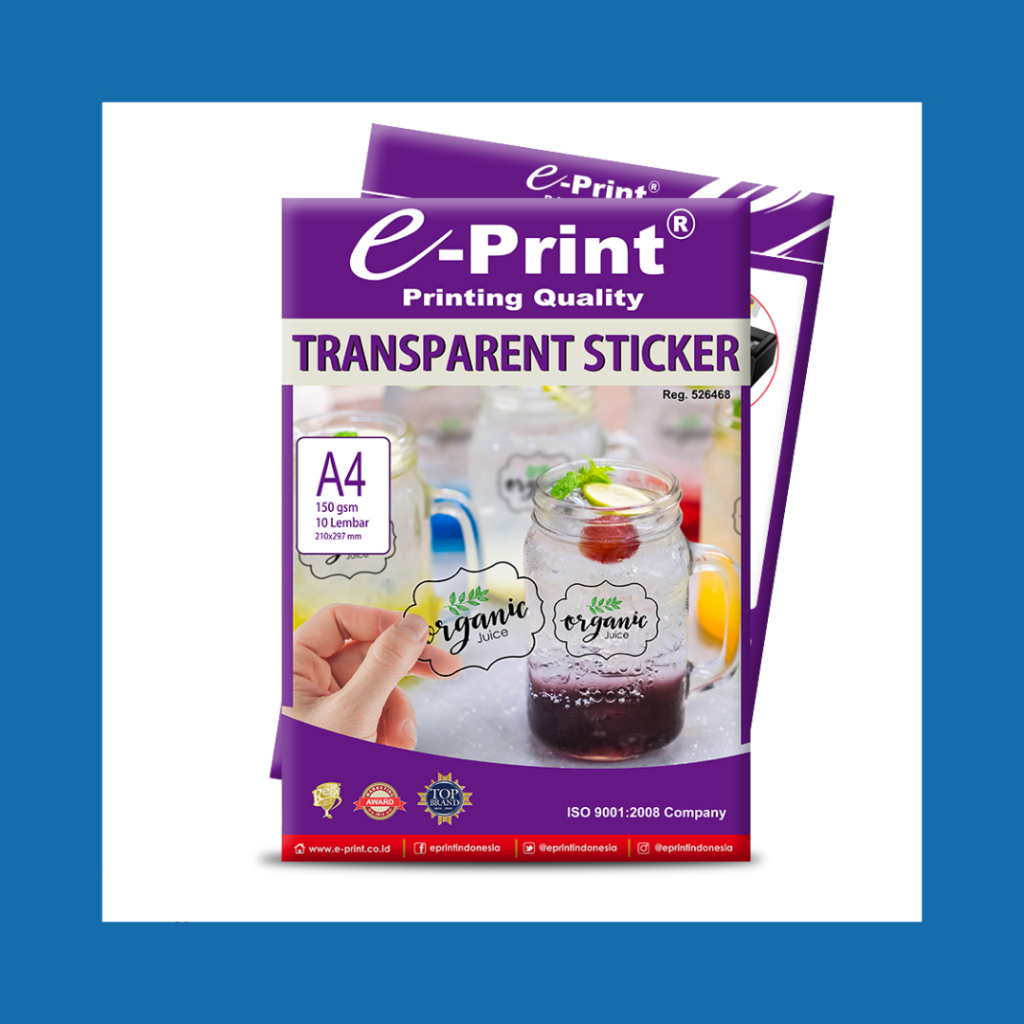 

KERTAS FOTO E-PRINT TRANSPARENT STICKER A4 150GSM