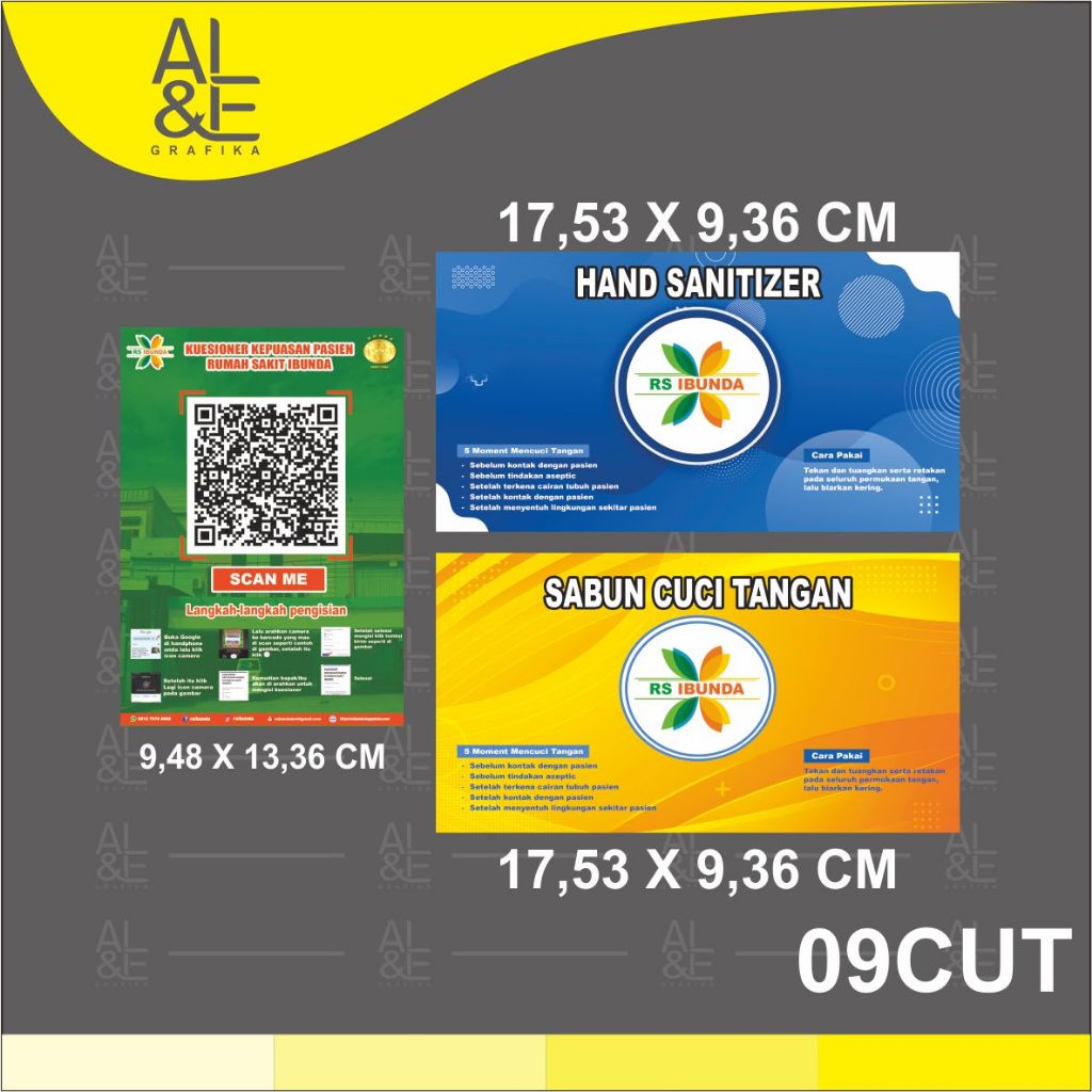 

09 CUT, Stiker Label Hand Sanitizer, Sabun Cuci Tanga, Barcode Rumah Sakit - Stiker Pvc Cutting Mesin Ukuran A3, Tahan Air