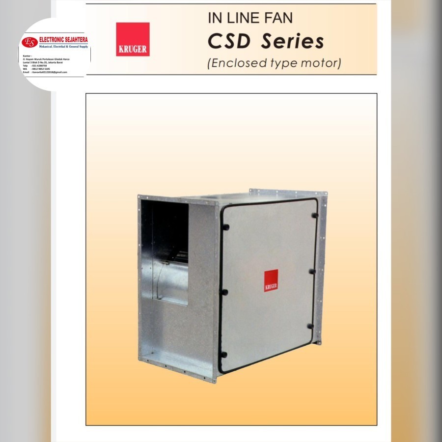 Centrifugal in line KRUGER CSD 315 6P-1 3SC 2630cmh/709watt/940rpm 1ph