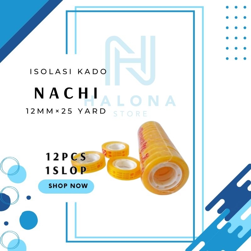 

[1 SLOP / 12 PCS] Isolasi Kado / Isolasi Kecil Nachi 12mm × 25 yard