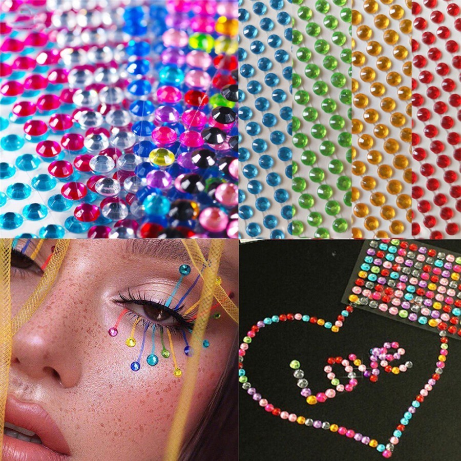 Permata Warna Warni Stiker Manik Eye Make Up 3mm Multicolor Kristal Sticker Crystal Cosplay 3D Diamo