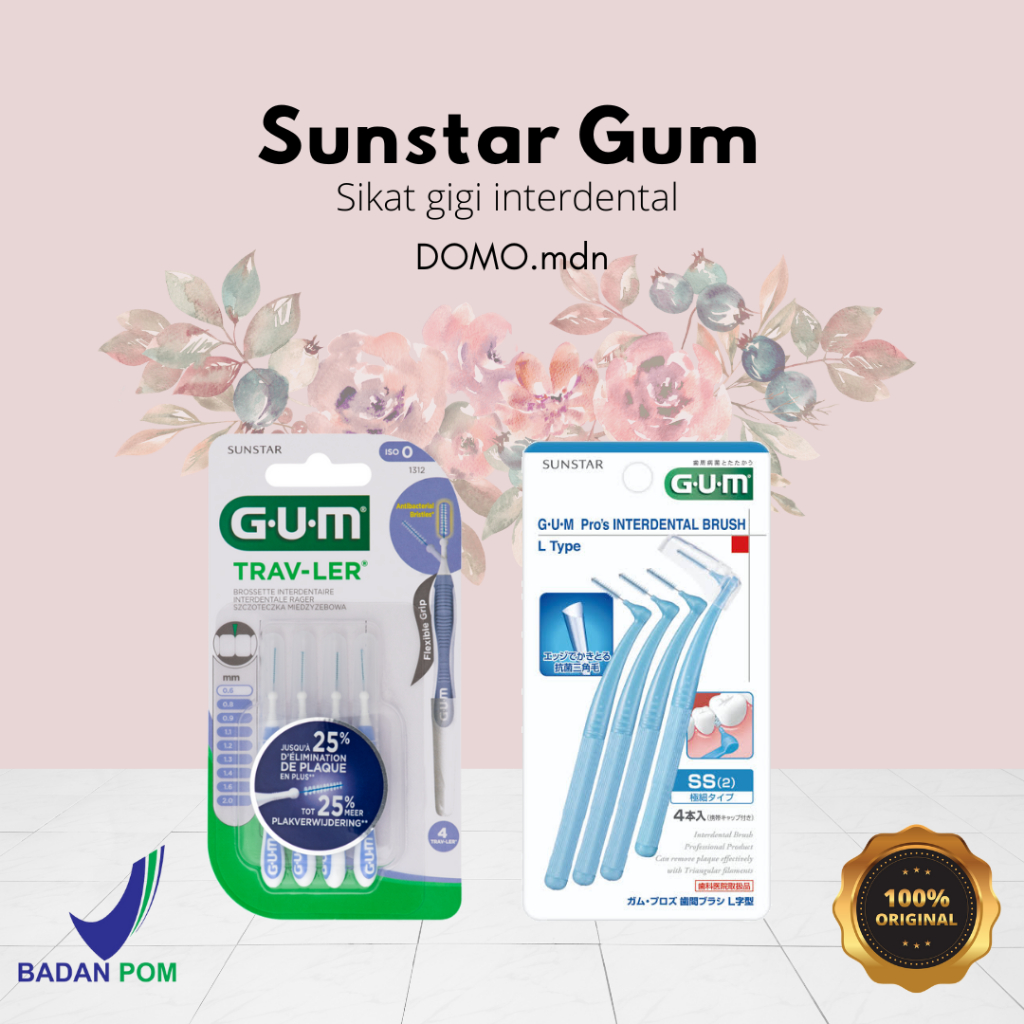 GUM INTERDENTAL PROXA TRAVEL BRUSH PRO L TYPE TRAVLER  0,6 0,8 1,1 mm sikat sela gigi inter dental s