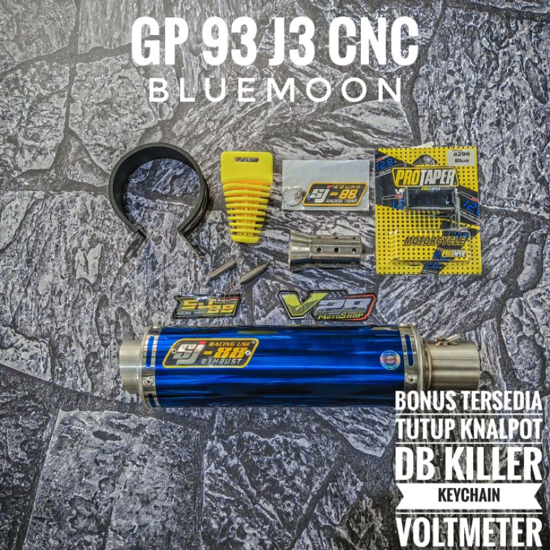 Silincer SJ-88 Tipe GP 93 J3 Bluemoon Blue dan Violet CNC silinser sj88 racing selenser stainless steel slenser knalpot