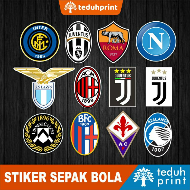 Stiker Bola Inter Milan Juventus AS Roma Napoli SS Lazio AC Milan Atalanta Fiorentina Bologna Udines