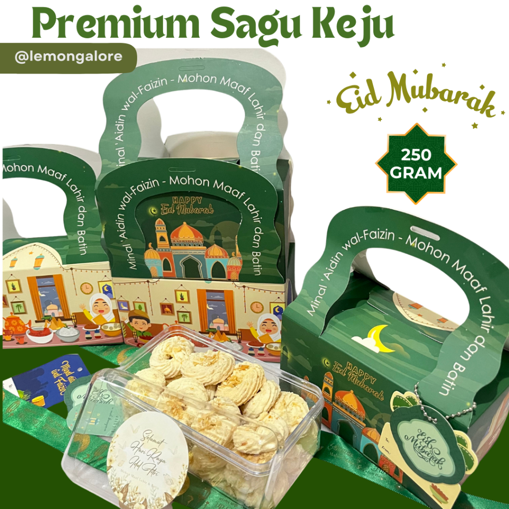 Hampers Kue Kering Premium Lebaran - Giftpack Snack Premium Lebaran - Sagu Keju, Kacang Mede Thai, S