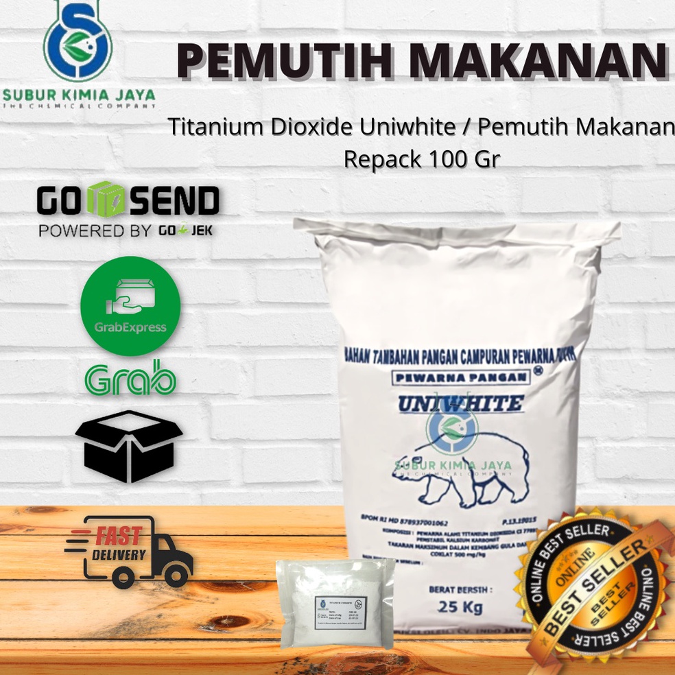 

XHS675 PROMO MURAH Pewarna Makanan Titanium Dioxide Uniwhite Food Grade HALAL MUI 1 GR