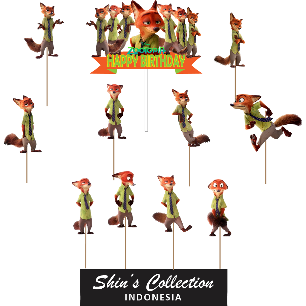 Cake topper Nick solo Zootopia isi 11 pcs