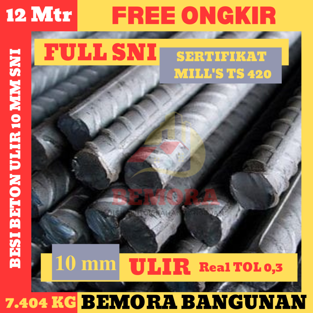 Besi 10 mm ulir FULL SNI Sertifikat TS420(Harga Grosir&Free Ongkir)