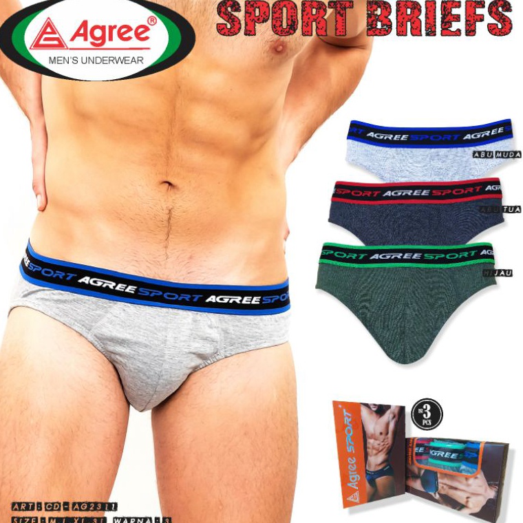 FEL229 GROSIR CELANA DALAM PRIA AGREE SPORT underwear coklat harga 3 pcs