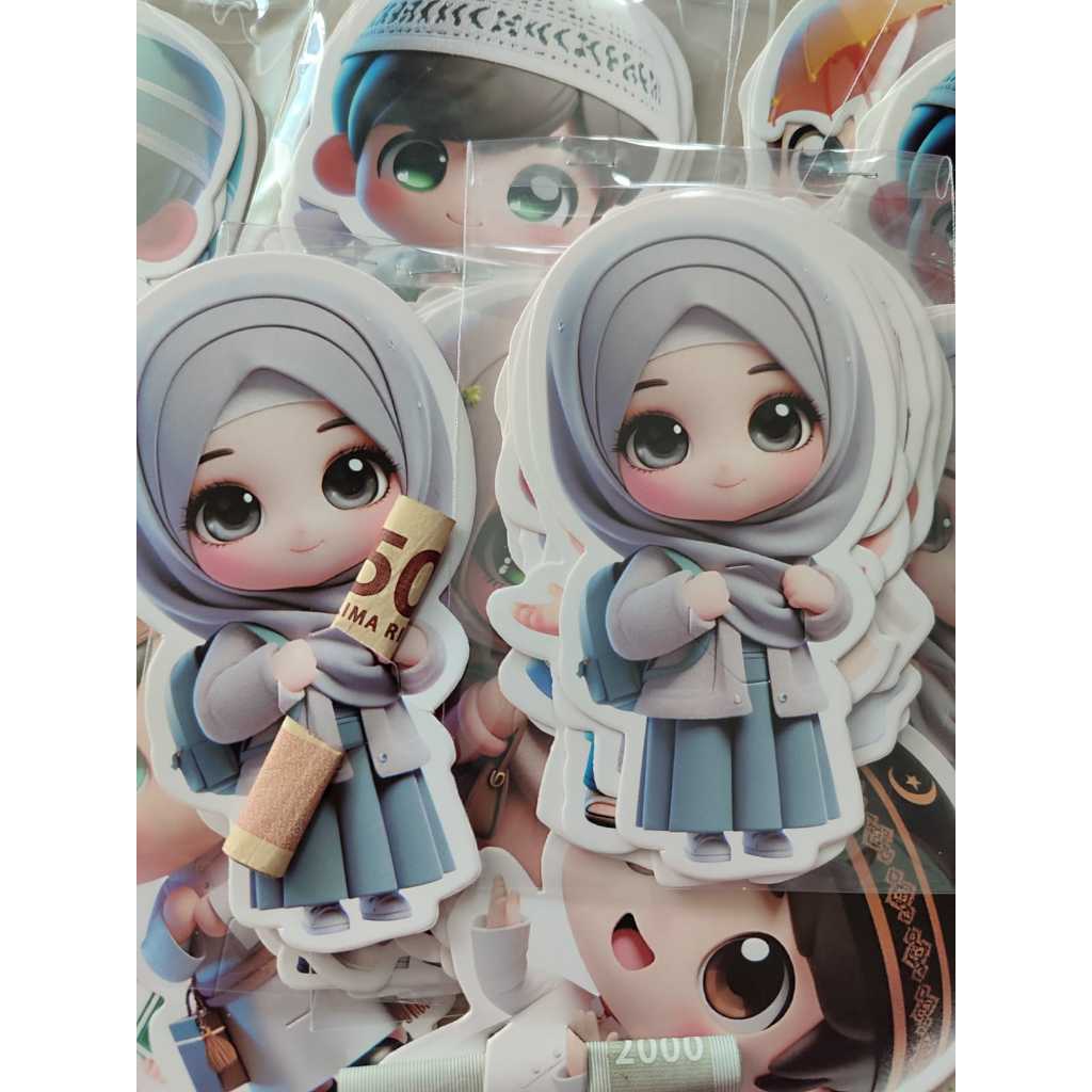 

100pcs Amplop lebaran 2025 virall amplop karakter 3d amplop peluk uang lebaran unik Amplop THR Lebaran Unik