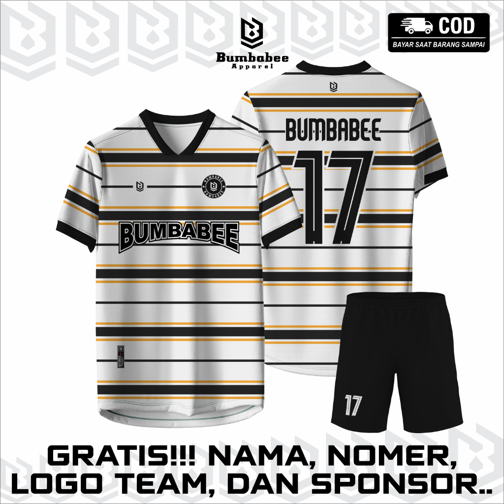 JERSEY PRINTING | JERSEY FUTSAL PRINTING | MOTIF SALUR HITAM PUTIH COWOK CEWEK CUSTOM NAMA NOMER