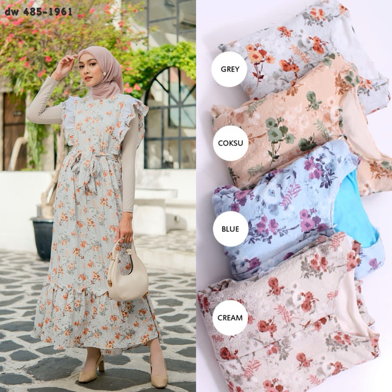 GAMIS LONG DRESS FLOWERY KOREA STYLE