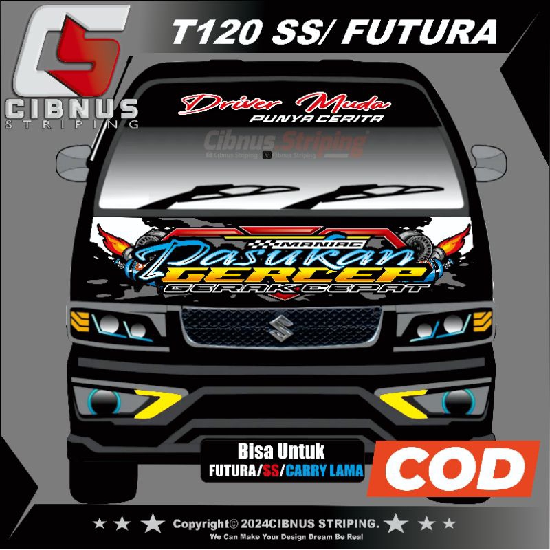 Stiker Kabin Depan Mobil PickUp Futura atau T120ss.Decal Cabin T120ss/Futura/Carry 1000