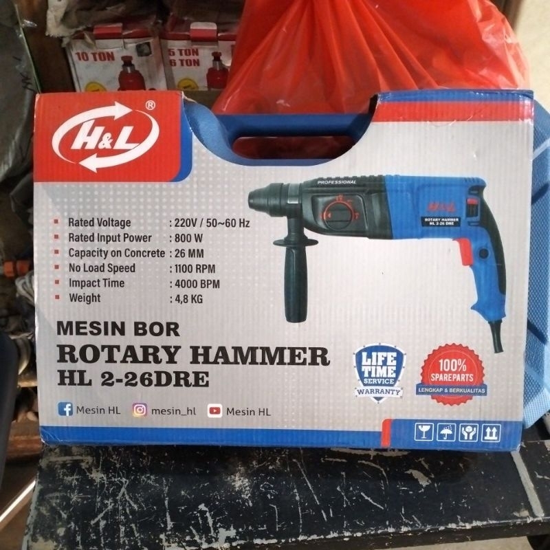 Mesin Bor Bobok Beton Rotary Hammer H&L HL 2-26 DRE