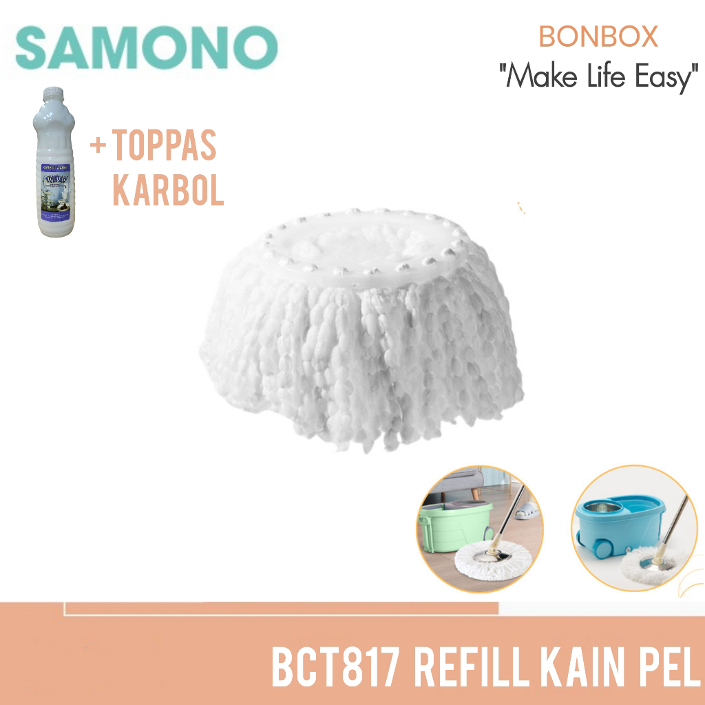 Kain Refill Microfiber Bonbox Samono BCT817 Spin Mop Tongkat Putar Bolde
