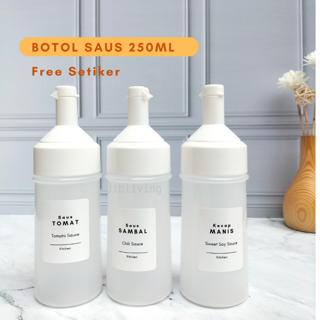 Botol Sauce Kecap Plastik  250ml Free Label Waterproof Aesthetic