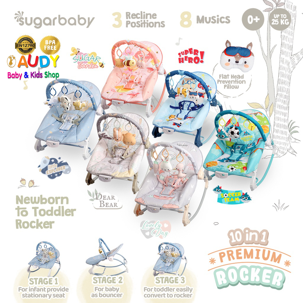 AUDY BABY - SUGARBABY 10IN1 PREMIUM ROCKER / BOUNCER / AYUNAN ELEKTRIK