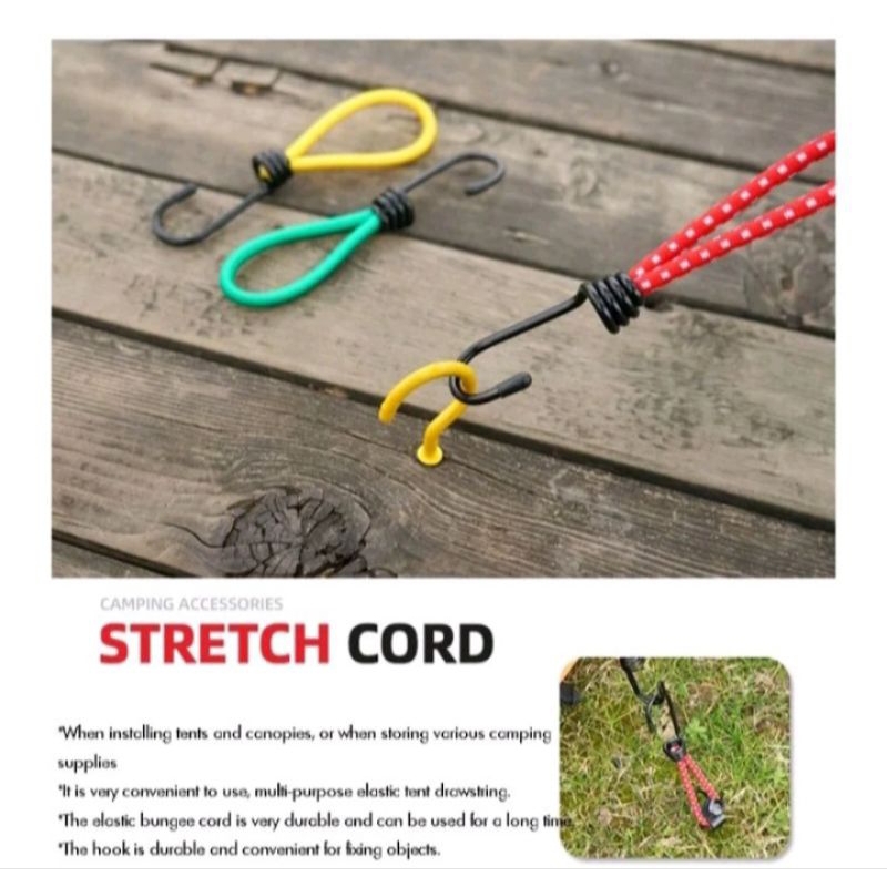Tali Flysheet Tenda Elastis 1 Set Tali Tenda Camping Outdoor 4pcs / Tali Bungee Bungee