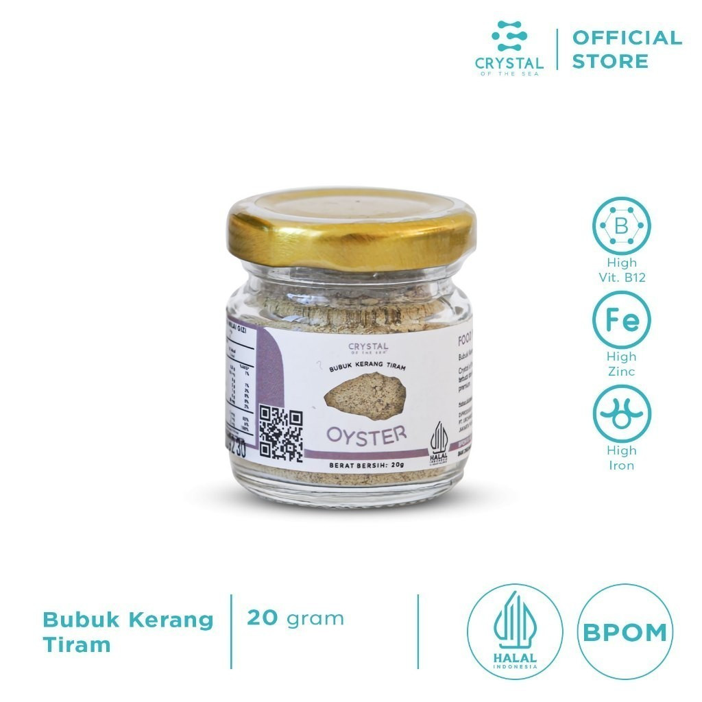 

CRYSTAL OF THE SEA Oyster Bubuk Kerang Tiram Halal BPOM 20GR Serbuk Tabur Food Powder Bumbu Kaldu MPASI Non MSG 092