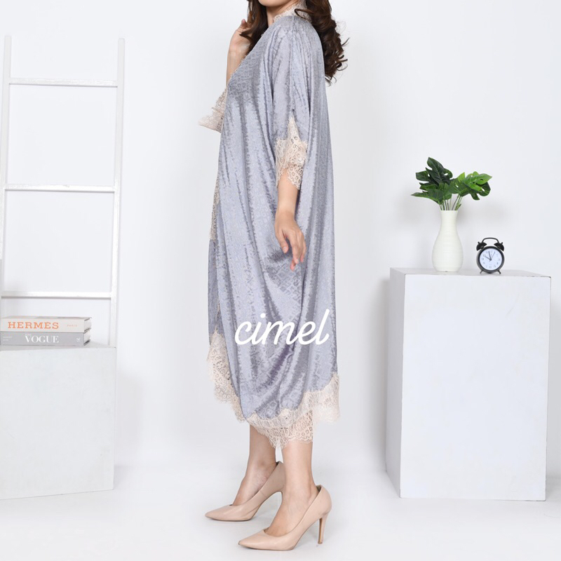 lok KAFTAN LACE POLOS VISCOSE KAFTAN MIDI VISCOSE KAFTAN RAYA