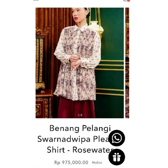 Benang Jarum X Dian Pelangi Swarnadwipa Pleated Shirt Size M NEW