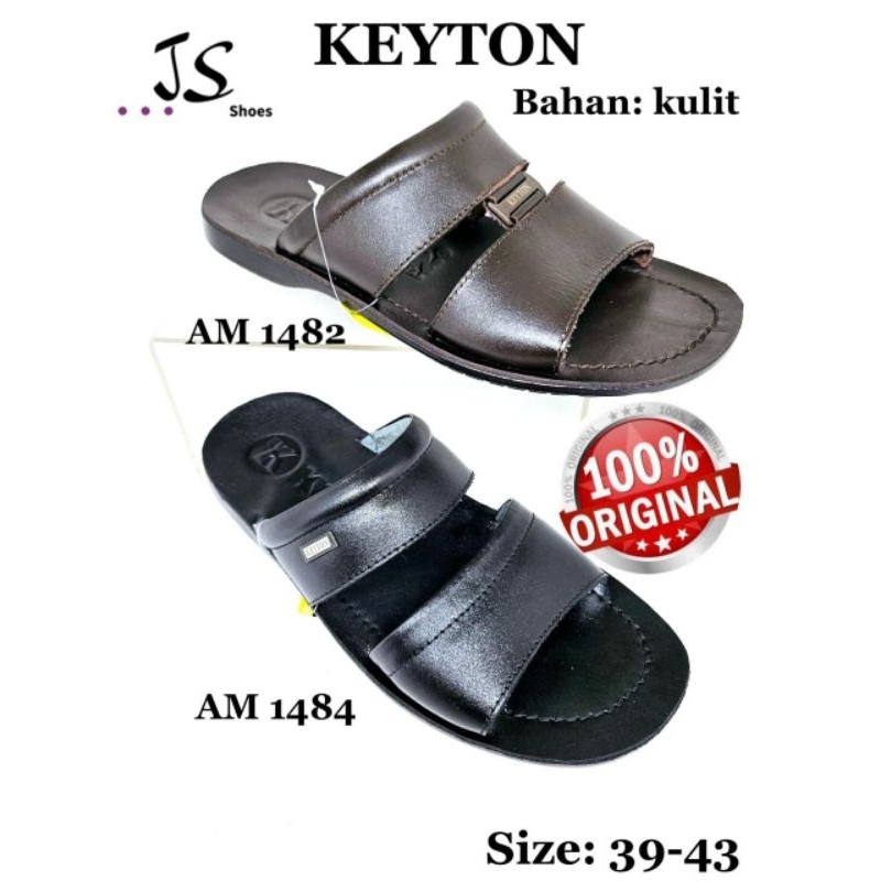 KEYTON AM - SANDAL SLOP CASUAL KULIT PRIA DEWASA MERK KEYTON ORIGINAL