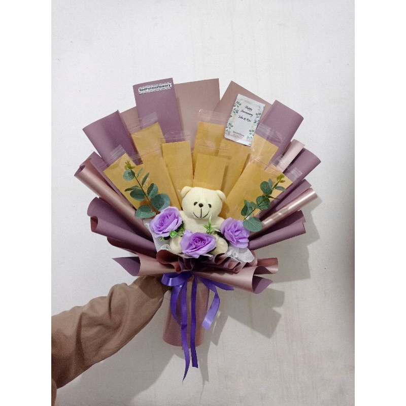 Kerangka Buket Uang Kosong isi 10 Lembar + Boneka