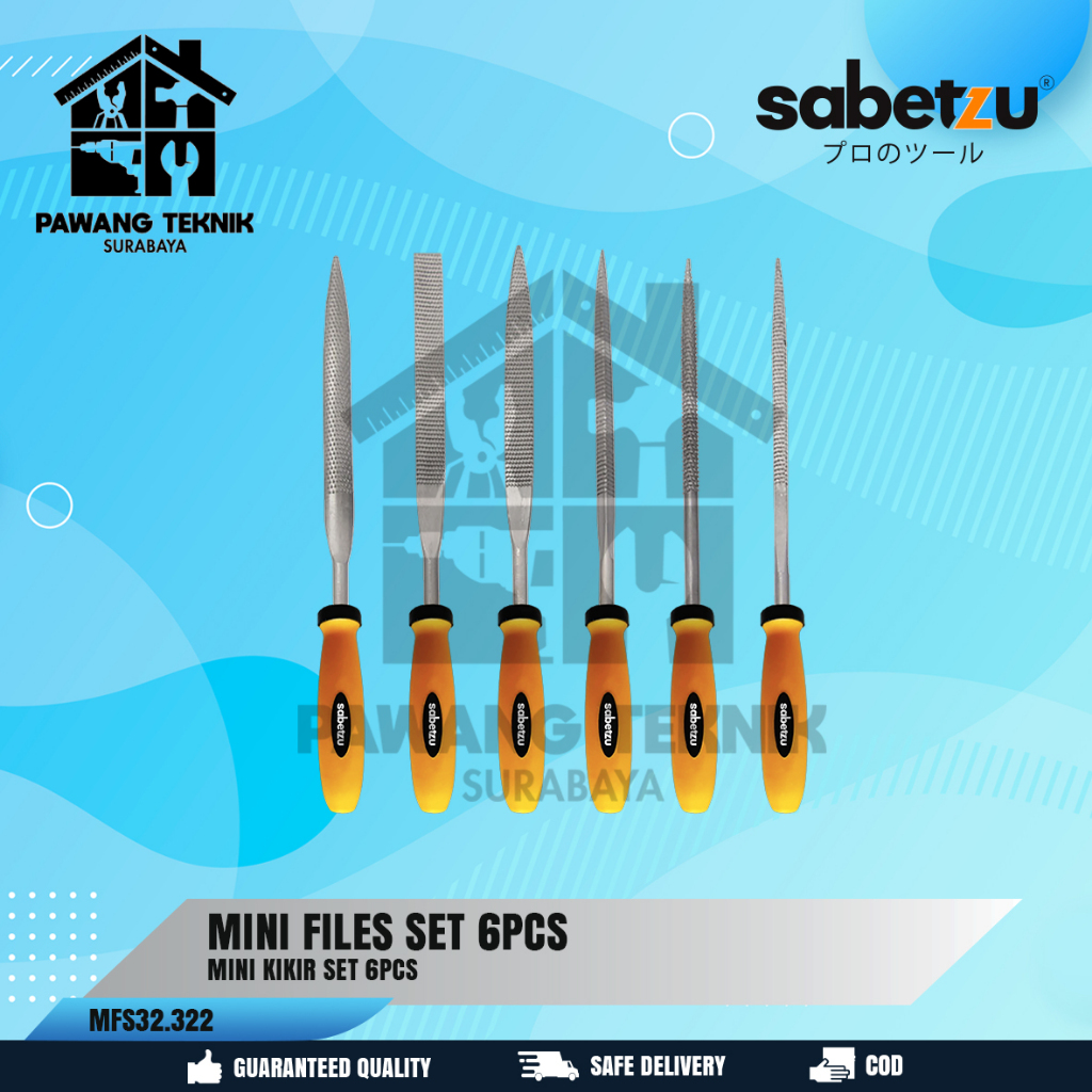 Sabetzu Kikir Mini Set 6Pcs Files 4mm x 160mm Alat Pengikir Besi Aluminium Metal Emas Plat Set 6 Pcs